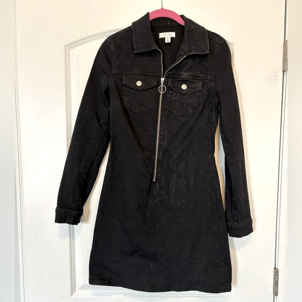 Top Shop Washed Denim Black Dress